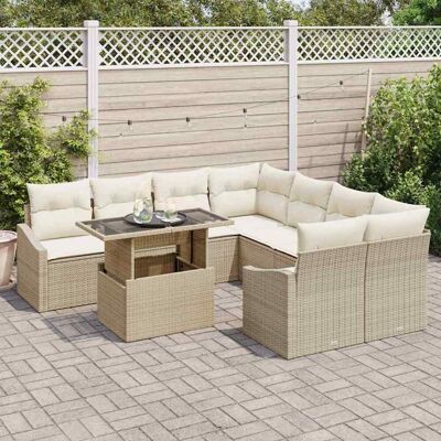 vidaXL Tuin Sofa Set 9 st Beige poly rattan vidaXL Tuin Sofa Set 9 st Beige poly rattan