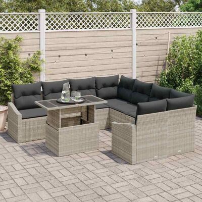 vidaXL Tuin Sofa Set 9 st Lichtgrijs poly rattan vidaXL Tuin Sofa Set 9 st Lichtgrijs poly rattan