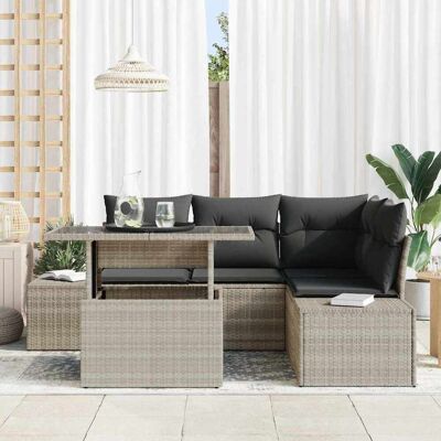 vidaXL Tuin Sofa Set 5 st Lichtgrijs poly rattan vidaXL Tuin Sofa Set 5 st Lichtgrijs poly rattan