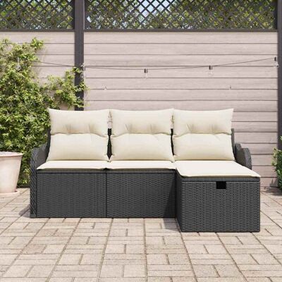 vidaXL Tuinbankenset 4 st Zwart en Crème poly rattan vidaXL Tuinbankenset 4 st Zwart en Crème poly rattan