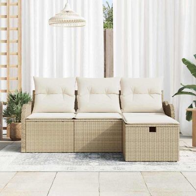 vidaXL Tuinbankenset 4 st Beige en Crème poly rattan vidaXL Tuinbankenset 4 st Beige en Crème poly rattan