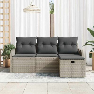 vidaXL Tuinbankenset 4 st Lichtgrijs poly rattan vidaXL Tuinbankenset 4 st Lichtgrijs poly rattan