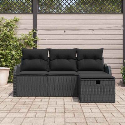 vidaXL Tuinbankenset 4 st Zwart poly rattan vidaXL Tuinbankenset 4 st Zwart poly rattan