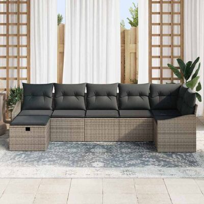 Vidaxl - 7-Piece Outdoor Sofa Set - Grijs Tekstur Rattan Vidaxl - 7-Piece Outdoor Sofa Set - Grijs Tekstur Rattan