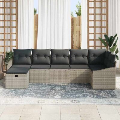 Vidaxl - 7-Piece Sofa Set - Grey - Tuinmeubelset Vidaxl - 7-Piece Sofa Set - Grey - Tuinmeubelset