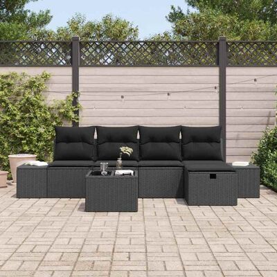 vidaXL Tuinbankenset 6 st Zwart poly rattan vidaXL Tuinbankenset 6 st Zwart poly rattan