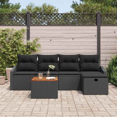 Generic - 6-Piece Poly Rattan Sofa Set - Black - Poly Rattan - Outdoor Furniture Set Generic - 6-Piece Poly Rattan Sofa Set - Black - Poly Rattan - Outdoor Furniture Set