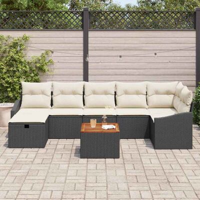 Tuinen 8-delig Beigekleurig Rattan Loungeset Tuinen 8-delig Beigekleurig Rattan Loungeset