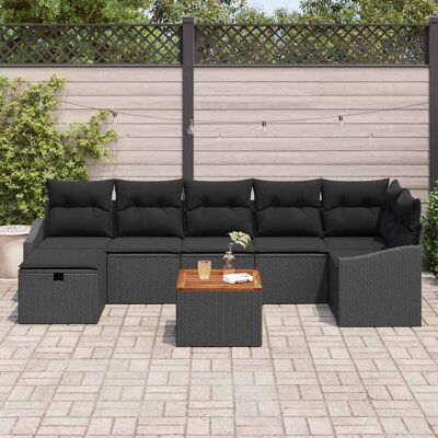 Generic - 8pc Garden Sofa Set - Zwart - Tuinmeubelen-set Generic - 8pc Garden Sofa Set - Zwart - Tuinmeubelen-set