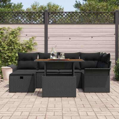 Onbekend - GardenSofa7 - Zwart - Poly rattan - Tuinbankset Onbekend - GardenSofa7 - Zwart - Poly rattan - Tuinbankset