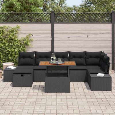 Generic - 8-delige tuinbankset - Zwart - Poly Rattan - Tuinset Generic - 8-delige tuinbankset - Zwart - Poly Rattan - Tuinset