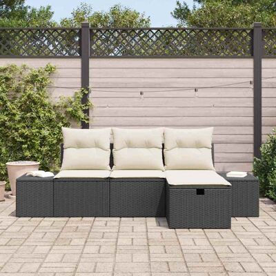 VidaXL Tuinbank Set - Modern Synthetisch Rotan, Weerbestendige Kussens - Voor 4 Personen VidaXL Tuinbank Set - Modern Synthetisch Rotan, Weerbestendige Kussens - Voor 4 Personen