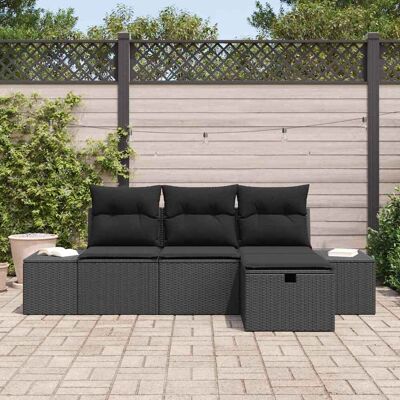 Generic - 4P Patio Sofa - Zwart - Tuinbankenset Generic - 4P Patio Sofa - Zwart - Tuinbankenset