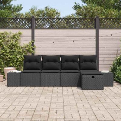 Generiek - 5-delige polyrotan buitensofa-set - Zwart - Tuinmeubelset Generiek - 5-delige polyrotan buitensofa-set - Zwart - Tuinmeubelset