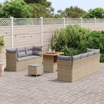 vidaXL Tuin Sofa Set met kussen met opslag 10 pcs beige en lichtgrijs vidaXL Tuin Sofa Set met kussen met opslag 10 pcs beige en lichtgrijs