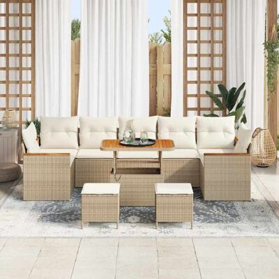 vidaXL Tuin Sofa Set 10 st 7-Aantal zitplaatsen Beige Poly riet vidaXL Tuin Sofa Set 10 st 7-Aantal zitplaatsen Beige Poly riet