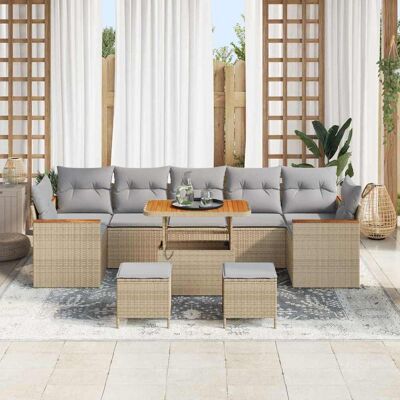 vidaXL Tuin Sofa Set 10 st 7-Aantal zitplaatsen Beige Poly riet vidaXL Tuin Sofa Set 10 st 7-Aantal zitplaatsen Beige Poly riet