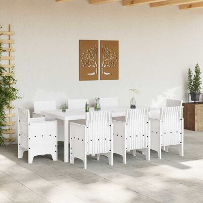 vidaXL Tuin Eettafelset 9 Stuks Witte Rieten vidaXL Tuin Eettafelset 9 Stuks Witte Rieten