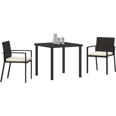 Vidaxl Tuin Eetset 3 Zwart Poliratán Vidaxl Tuin Eetset 3 Zwart Poliratán