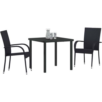 Vidaxl Tuin Eettafel-Set - 3 Stuks Zwart - Duurzaam Buitenmeubilair Vidaxl Tuin Eettafel-Set - 3 Stuks Zwart - Duurzaam Buitenmeubilair