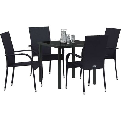 Zwart tuin eethoek - 4 stoelen & tafel Zwart tuin eethoek - 4 stoelen & tafel