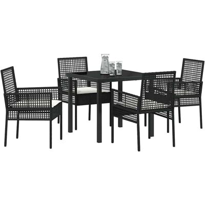 Vidaxl Zwart 5-delig Tuin Eettafelset - Tuin Eettafel Set Vidaxl Zwart 5-delig Tuin Eettafelset - Tuin Eettafel Set