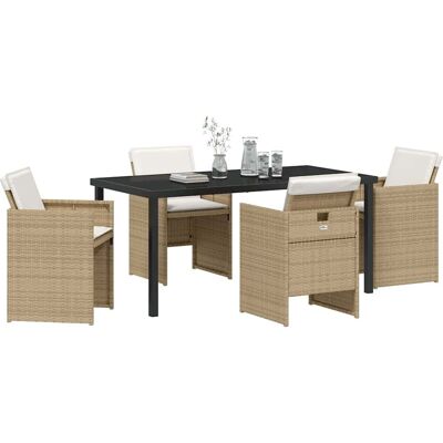 Unbranded 5-delig Tuin Eettafel Set - Beige Kussens Poly Rattan Unbranded 5-delig Tuin Eettafel Set - Beige Kussens Poly Rattan