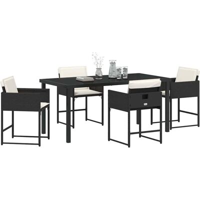 vidaXL - 5-delig buiten eetset - Zwart - Tuinmeubelen vidaXL - 5-delig buiten eetset - Zwart - Tuinmeubelen