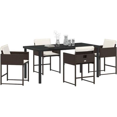 vidaXL - Tuin eettafelset 5 dlg - Bruin - Poly rattan - Garten eetset vidaXL - Tuin eettafelset 5 dlg - Bruin - Poly rattan - Garten eetset