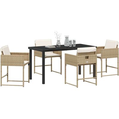 Vidaxl - 5-Piece Tuin Eethoek Set - Beige Kussens Vidaxl - 5-Piece Tuin Eethoek Set - Beige Kussens