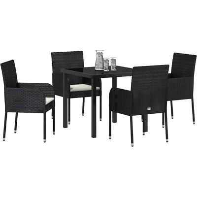 VidaXL Tuin Eettafelset 5-delig met Kussens Zwart - Tuin Eettafelset VidaXL Tuin Eettafelset 5-delig met Kussens Zwart - Tuin Eettafelset