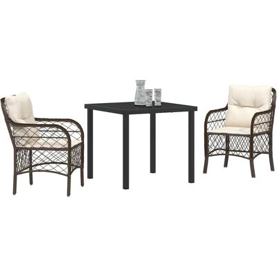 Vidaxl Tuin Eetset - Rattan, Kussens, Stalen Frame Vidaxl Tuin Eetset - Rattan, Kussens, Stalen Frame