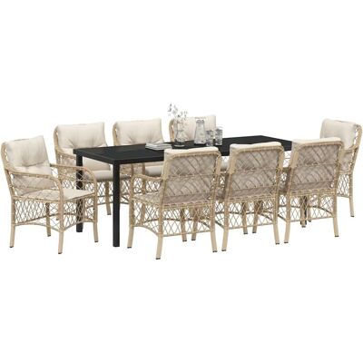 Generic - 9-Piece Tuin Eethoek - Beige - Poly Rattan - Garden Set Generic - 9-Piece Tuin Eethoek - Beige - Poly Rattan - Garden Set