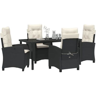 vidaXL - 5-Piece - Zwart - Poly-Rattan - Tuin eethoekset vidaXL - 5-Piece - Zwart - Poly-Rattan - Tuin eethoekset