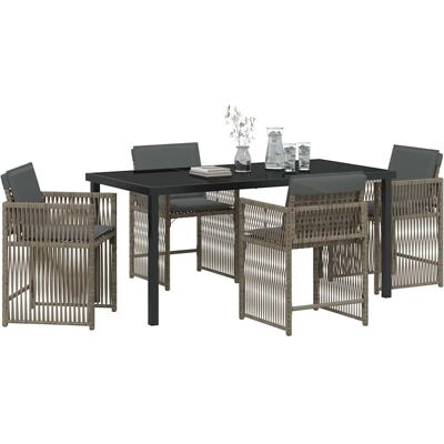 vidaXL - 5-Piece Garden Dining Set - Grijs - PE rattan - Tuin eetset vidaXL - 5-Piece Garden Dining Set - Grijs - PE rattan - Tuin eetset