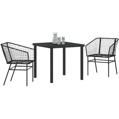 Vidaxl Tuin Eethoek - Zwart Poliratán - Modern Tuinmeubilair Vidaxl Tuin Eethoek - Zwart Poliratán - Modern Tuinmeubilair