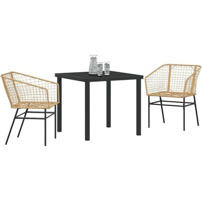 Vidaxl Tuin Eettafel-Set - Bruin Polyrotan 3-delig Vidaxl Tuin Eettafel-Set - Bruin Polyrotan 3-delig