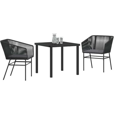 Vidaxl Tuin Eettafel Set 3-delig Zwart Polyrattan Vidaxl Tuin Eettafel Set 3-delig Zwart Polyrattan