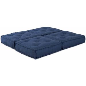 vidaXL - Pouffe Indigo Katoen - 70x70x36 cm - 2-set - Pouffe set vidaXL - Pouffe Indigo Katoen - 70x70x36 cm - 2-set - Pouffe set