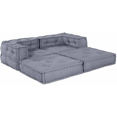 vidaXL - Pouffe Set - Grijs - Polyester - Pouffes vidaXL - Pouffe Set - Grijs - Polyester - Pouffes