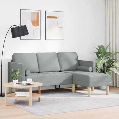 vidaXL L-vormige Bank 3-zits Grijs Stoffe Modern vidaXL L-vormige Bank 3-zits Grijs Stoffe Modern