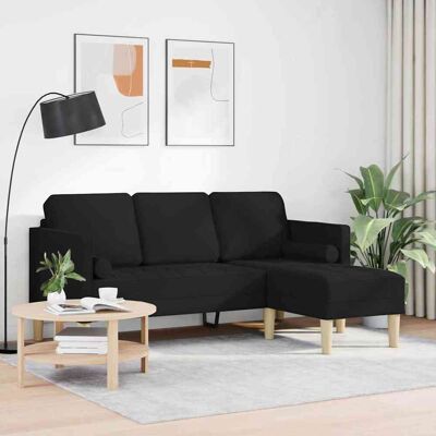 vidaXL L-vormige Bank Zwart 160cm Stof vidaXL L-vormige Bank Zwart 160cm Stof