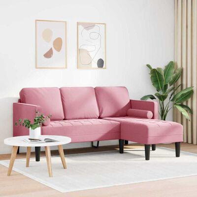 vidaXL Roze Polyester Hoekbank - Bank vidaXL Roze Polyester Hoekbank - Bank