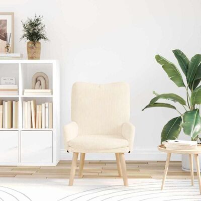 Vidaxl - Corduroy Upholstered Chair - Cream - Armchair Vidaxl - Corduroy Upholstered Chair - Cream - Armchair
