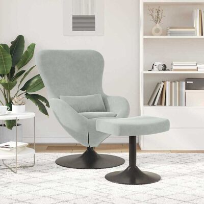 Vidaxl Lichtgrijze Fluwelen Fauteuil met Voetsteun - Salonmeubels Vidaxl Lichtgrijze Fluwelen Fauteuil met Voetsteun - Salonmeubels