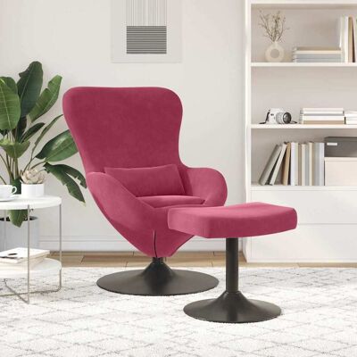 Eggstoel met Fluwelen Ottoman - Stoel Eggstoel met Fluwelen Ottoman - Stoel