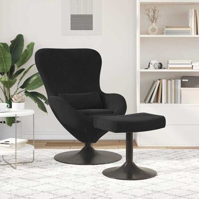 Velvet Eierstoel met Voetbank Vidaxl - Fauteuil Velvet Eierstoel met Voetbank Vidaxl - Fauteuil