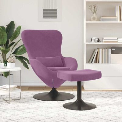 Vidaxl Paarse Fluwelen Fauteuil met Voetbankje - Fauteuil Vidaxl Paarse Fluwelen Fauteuil met Voetbankje - Fauteuil