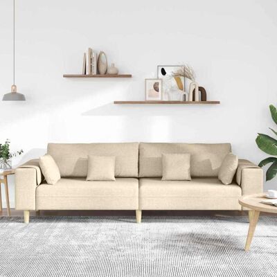 vidaXL Bank met kussen Crème 250 x 77 x 76 cm Stof vidaXL Bank met kussen Crème 250 x 77 x 76 cm Stof
