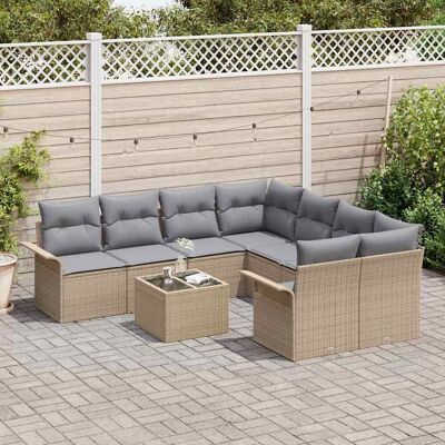 vidaXL Tuin Sofa Set 9 st Beige poly rattan vidaXL Tuin Sofa Set 9 st Beige poly rattan